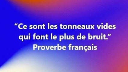 23) “Ce sont les tonneaux vides qui font le plus de bruit.”Proverbe français