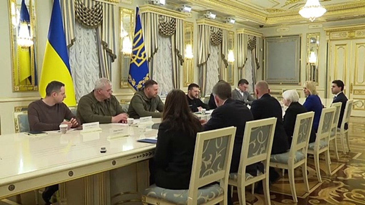 WATCH: Janet Yellen meets with Zelenskyy in Ukraine