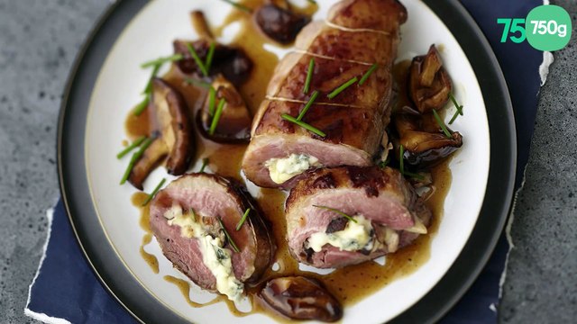 Magrets de canard au Bresse Bleu et shiitakes caramélisés