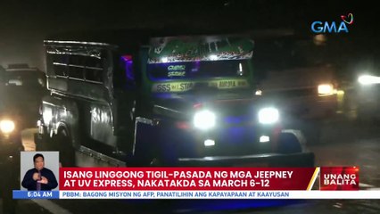 Isang linggong tigil-pasada ng mga jeepney at uv express, nakatakda sa March 6-12 | UB