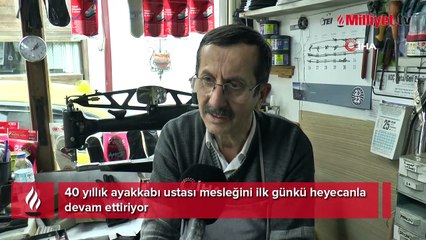 Скачать видео: 40 yıllık ayakkabı ustası mesleğini ilk günkü heyecanla devam ettiriyor