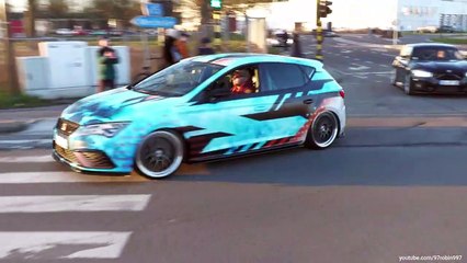 Tuner cars leaving a Carshow Risenation Hall Of Fame 2023