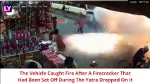 E-Rickshaw Carrying Firecrackers Catches Fire During Jagannath Yatra In Greater Noida, One Dead; Video Goes Viral