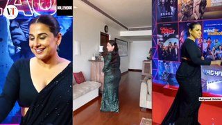 Vidya Balan unleashed her Bold Avtar in Open Blouse Green Saree at an Event, Video Viral