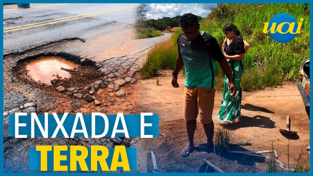 Com enxada, filha tapa buracos da BR em que pai morreu