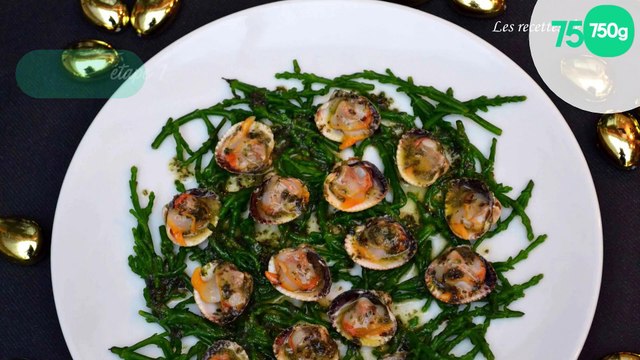 Coques au vin blanc, beurre aux algues et sel de Guérande, passe-pierre à l'anglaise