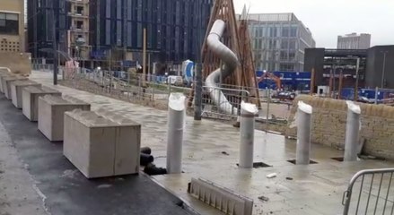 This is how work is progressing on a new play park, right in the centre of Sheffield, called Pounds Park