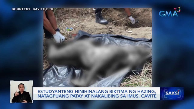 Estudyanteng hinihinalang biktima ng hazing, natagpuang patay at nakalibing sa Imus, Cavite | Saksi