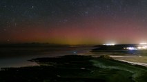 Timelapse footage captures aurora borealis above the skies of Cornwall, UK