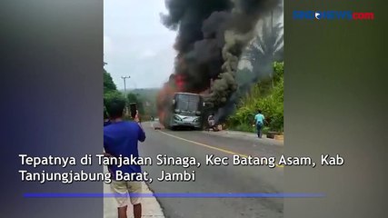 Bus Sarat Penumpang Terbakar di Tanjakan Sinaga Jambi, Puluhan Penumpang Selamat