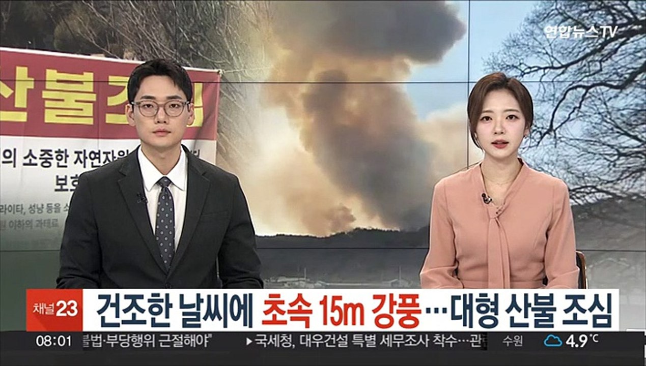 건조한 날씨에 초속 15m 강풍…대형 산불 조심