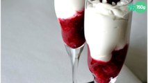 Mousse au chocolat blanc et framboises et basilic