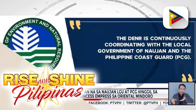 DENR, nakikipag-ugnayan na sa Naujan LGU at PCG hinggil sa paglubog ng MT Princess Empress sa Oriental Mindoro