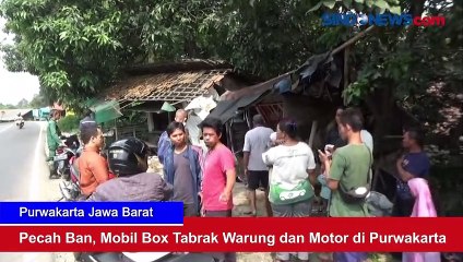 Pecah Ban, Mobil Box Tabrak Warung dan Motor di Purwakarta