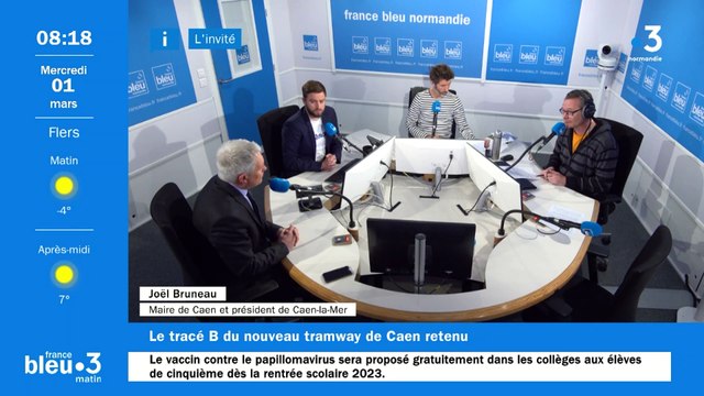 Extension du tramway Joël Bruneau, maire de Caen et président de Caen-la-Mer, invité de France Bleu Normandie