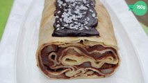 Roulé de crêpes aux pommes et chocolat