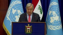 مؤتمر صحفي لرئيس الوزراء العراقي والأمين العام للأمم المتحدة