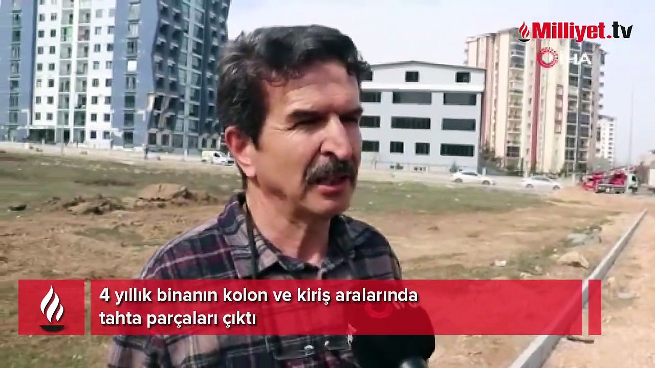 4 yıllık binanın kolon ve kiriş aralarında tahta parçaları çıktı