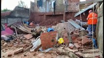 Muro cai durante temporal que atingiu Umuarama na noite de terça-feira (28)