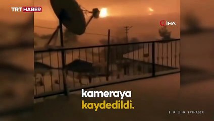 Deprem sırasında gölden alevler yükseldi