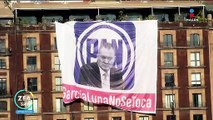 Colocan manta en contra de García Luna previo a marcha en favor del INE