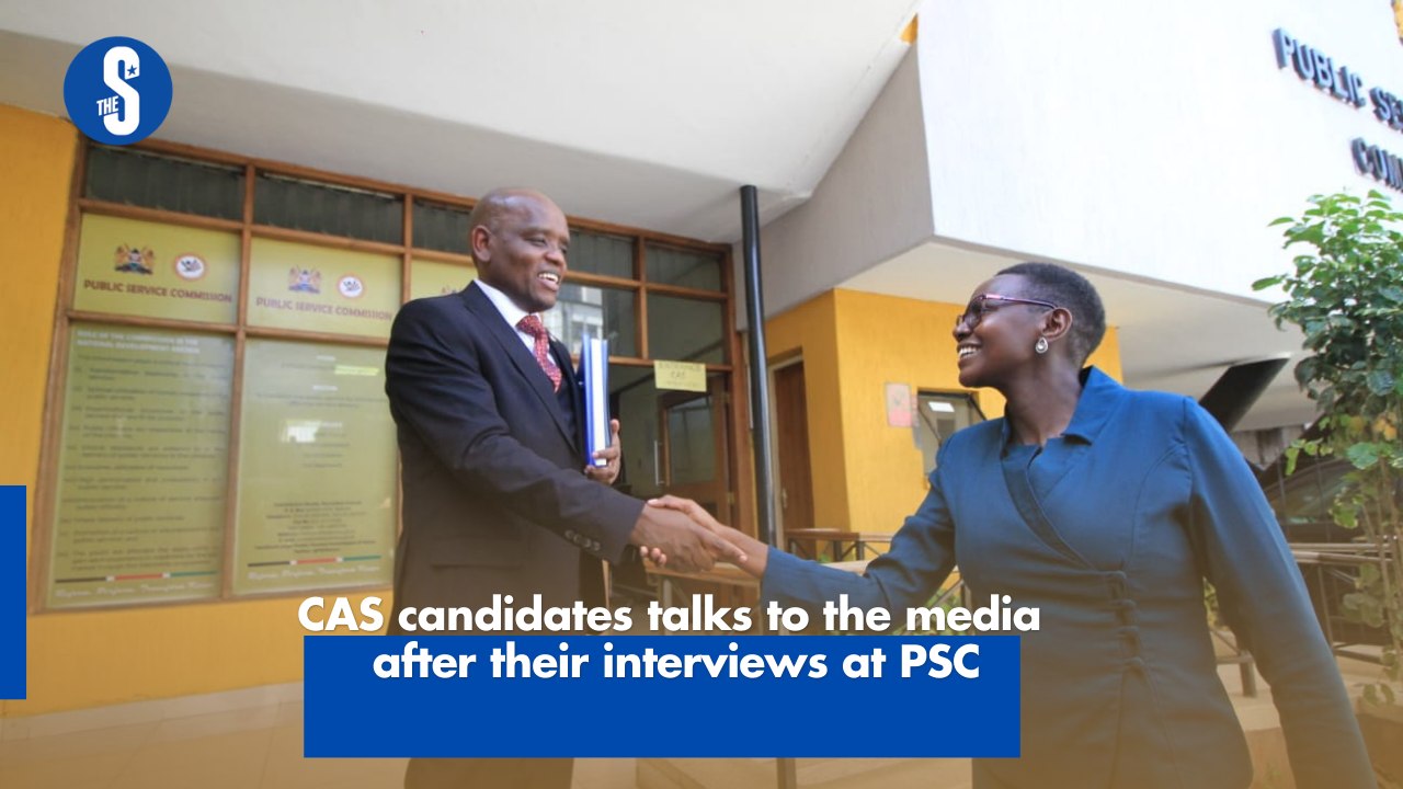 CAS candidates talks to the media  after their interviews at PSC