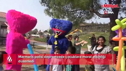 Marmaris polisi depremzede çocuklara moral oldu