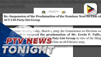 Comelec suspends proclamation of ACT-CIS Party-list nominee next-in-line Erwin Tulfo