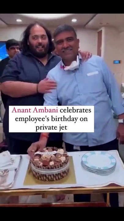 Anant Ambani celebrates employee’s birthday on private jet, latter touches his feet