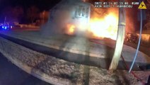 Moment house explodes with firefighters that were battling blaze still inside