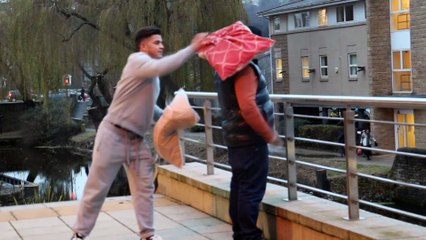 The ultimate pillow fight prank (GONE WRONG)