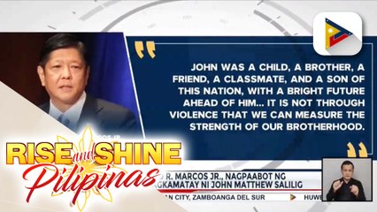 Pang. Marcos Jr., nagpaabot ng pakikiramay sa pagkamatay ni John Matthew Salilig