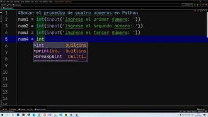 Cómo calcular el promedio de 4 números en Python con PyCharm 📊
