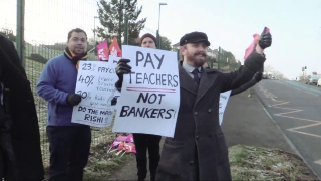 NEU pickets outside Hastings Academy, East Sussex, on March 2 2023