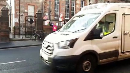 Teachers on the picket line outside Royal Mile Primary School