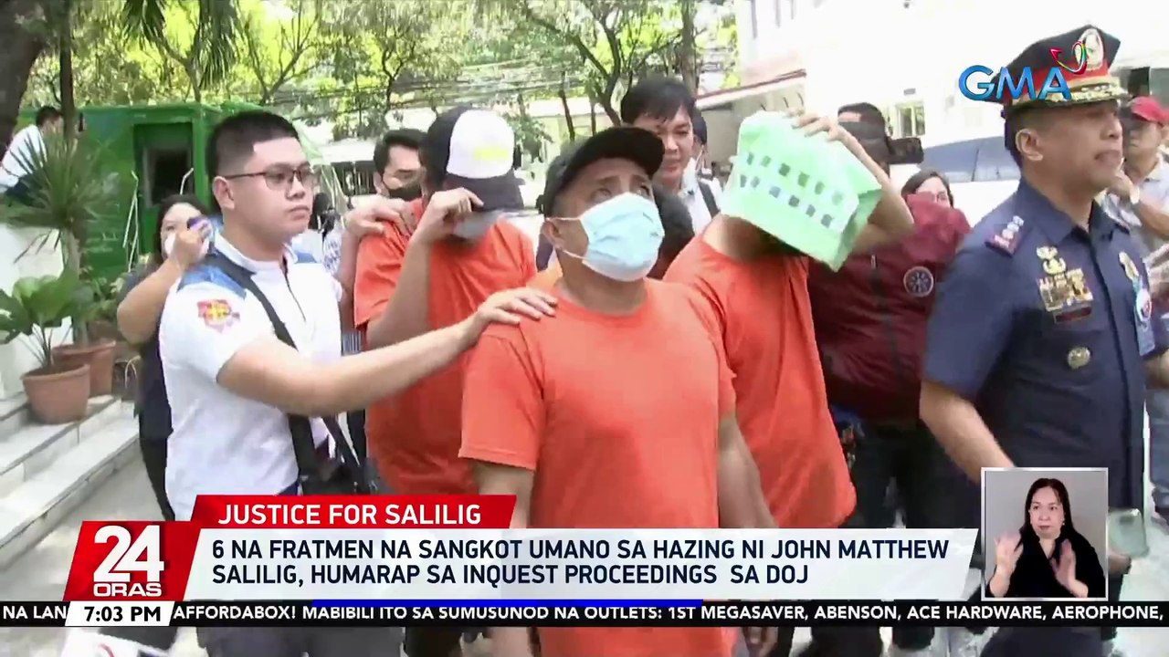 6 na fratmen na sangkot umano sa hazing ni John Matthew Salilig, humarap sa inquest proceedings sa DOJ | 24 Oras