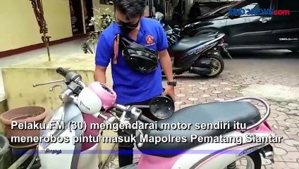 Emak-emak Pengendara Motor Tabrak Ruang SPTK Polres Pematang Siantar Diduga Stres