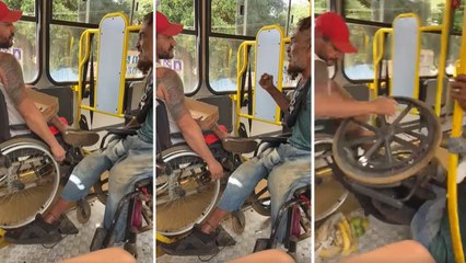 Vídeo: Cadeirante derruba outro durante discussão em ônibus