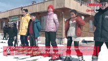Hakkari'de depremzede çocuklar kayak yaptı