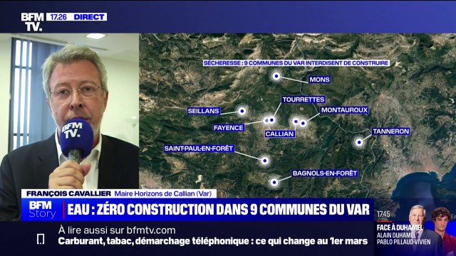 Une pause ne veut pas dire qu'on arrête l'urbanisme définitivement : François Cavallier, maire de Callian (Var), suspend les permis de construire pour lutter contre la pénurie d'eau
