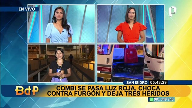 Tres heridos tras el choque de combi con camión furgón en San Isidro