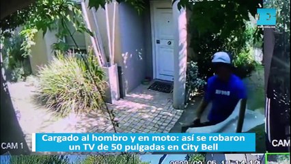 Cargado al hombro y en moto: así se robaron un TV de 50 pulgadas en City Bell
