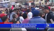 Andahuaylas: Pobladores se enfrentan a manifestantes por protestas