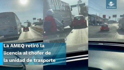 Operador de transporte le “avienta” el camión a un automovilista en Querétaro