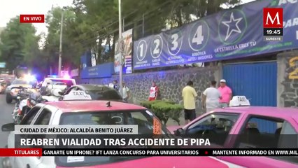 Reabren vialidad luego de choque múltiple por una pipa de agua; CdMx
