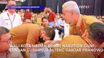 Potret Bobby Cium Tangan Ganjar Pranowo Saat Hadiri Rakornas BNPB