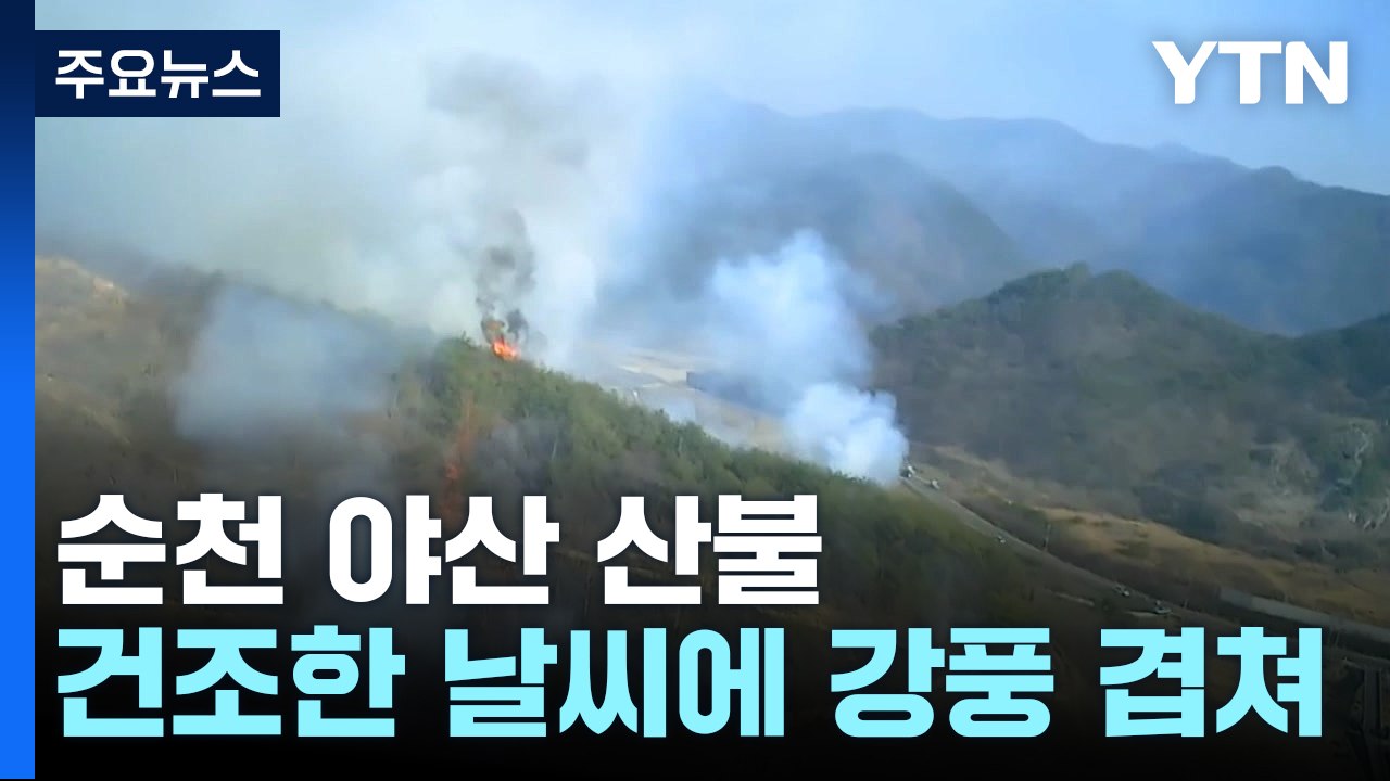 건조한 날씨에 강풍 겹친 순천 야산 산불...주민 90여 명 대피 / YTN