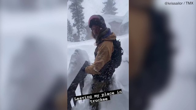 Group treks through WALLS of snow in California to reach their favourite sushi spot