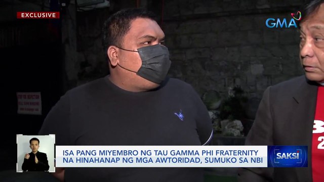 Isa pang miyembro ng Tau Gamma Phi fraternity na hinahanap ng mga awtoridad, sumuko sa NBI | Saksi