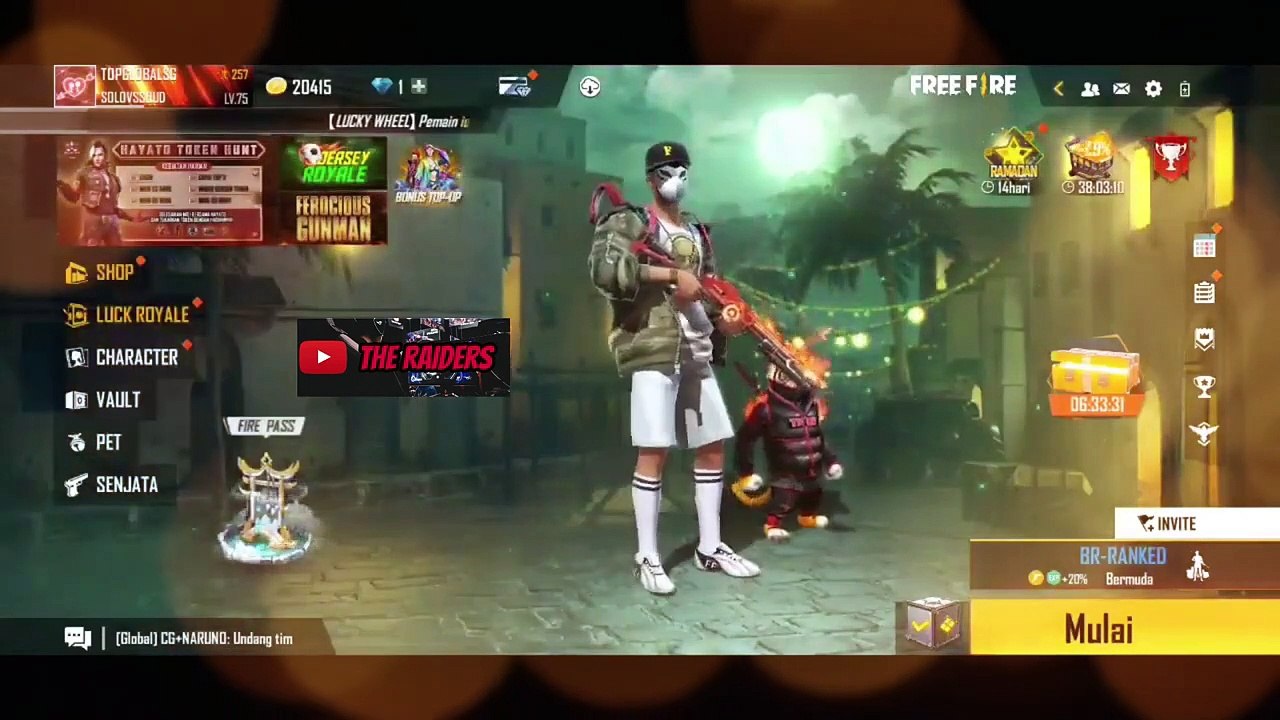 SOLO PLATINUM SATU FREE FIRE INDONESIA PAKE SKIN SULTAN - Solo vs Squad